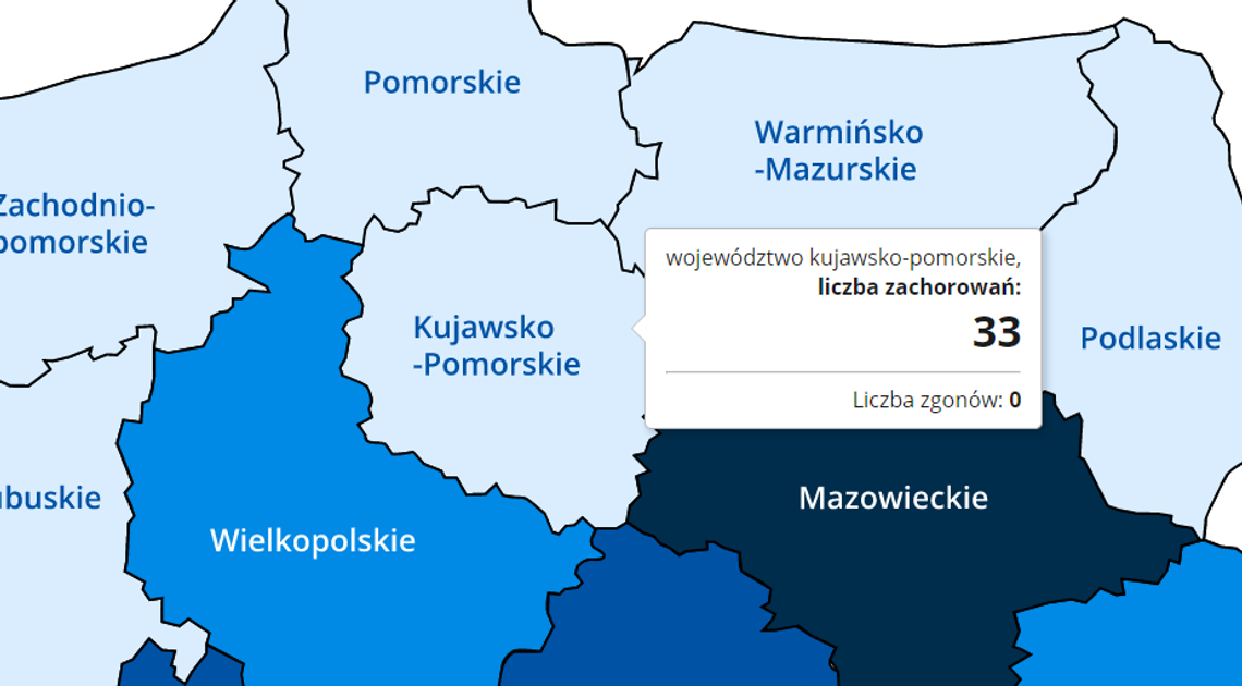 Urząd Wojewódzki informuje, 33 osoba w kujawsko-pomorskim zarażona
