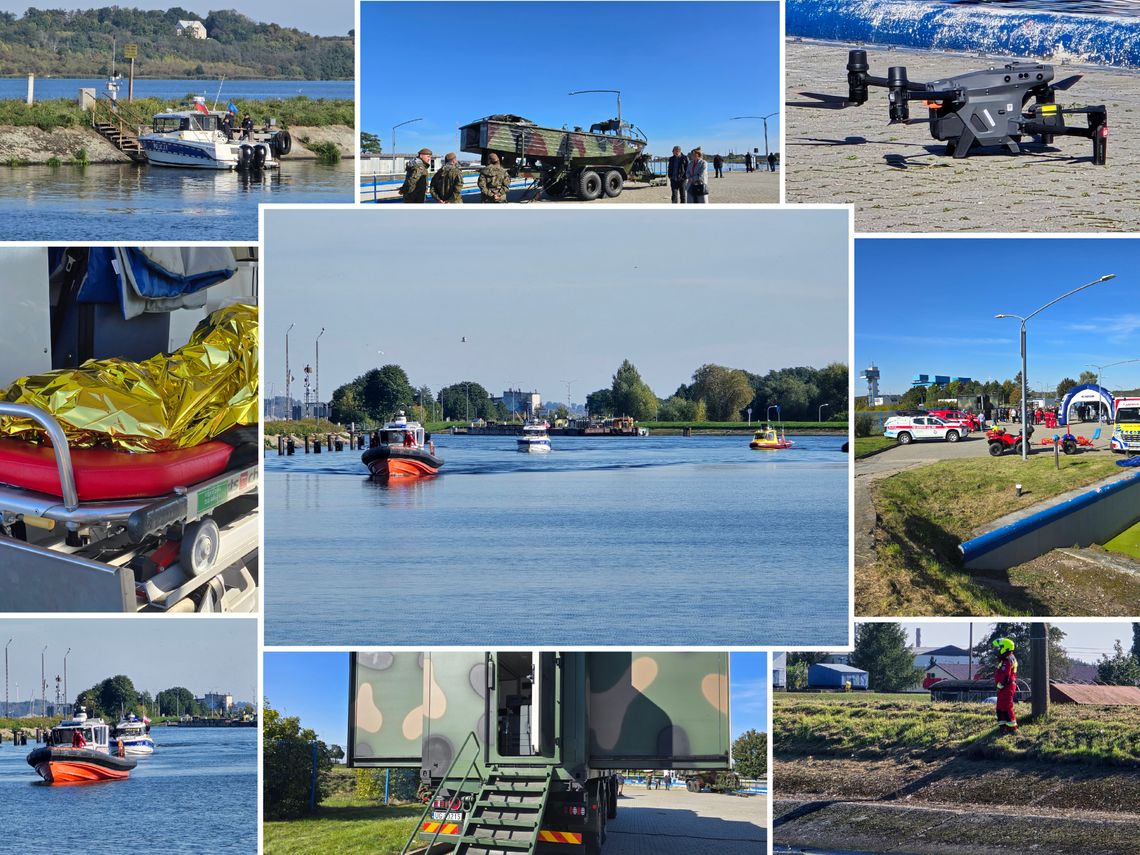 Uszkodzona zapora, zatopienie łodzi z załogą. Na zaporze ćwiczenia służb, wojska i urzędników