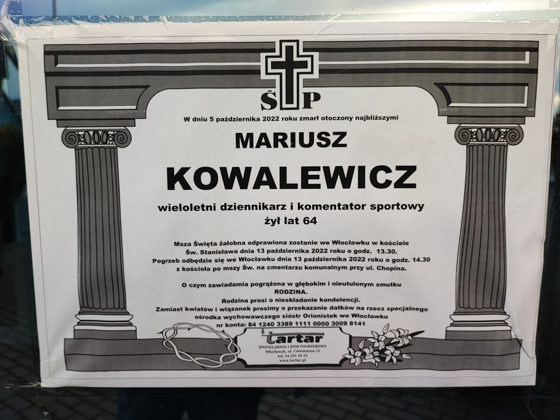 W czwartek odbędzie się pogrzeb Mariusza Kowalewicza