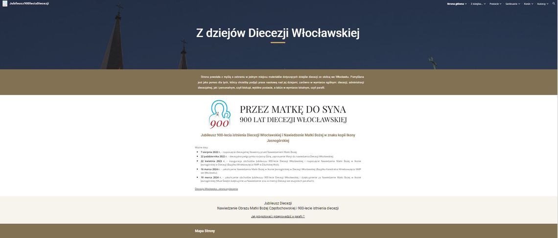 W związku z jubileuszem 900-lecia Diecezji Włocławskiej powstała strona internetowa poświęcona jej historii 