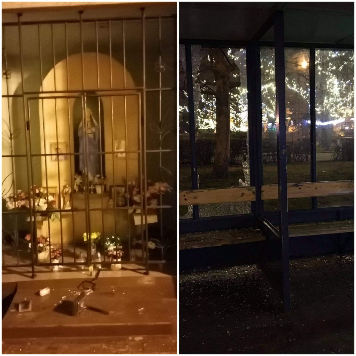 Wandale zniszczyli wiatę przystankową i kapliczkę Matki Boskiej