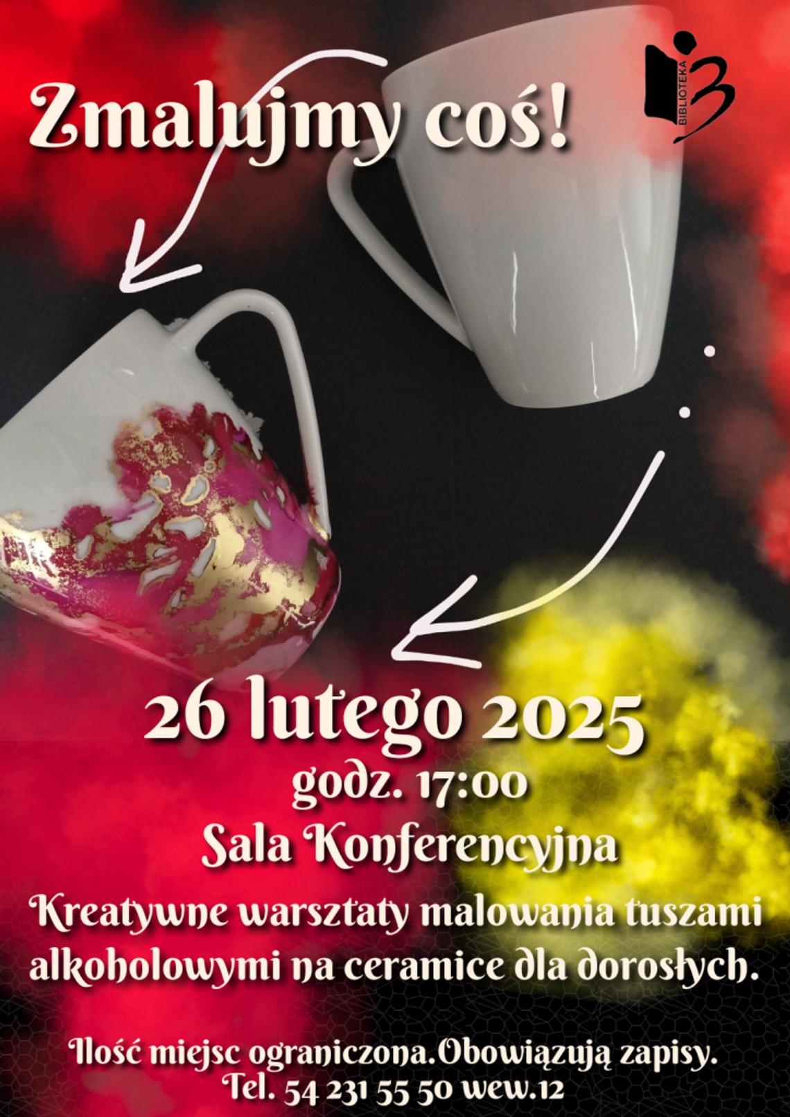Warsztaty malowania tuszami alkoholowymi na ceramice w bibliotece