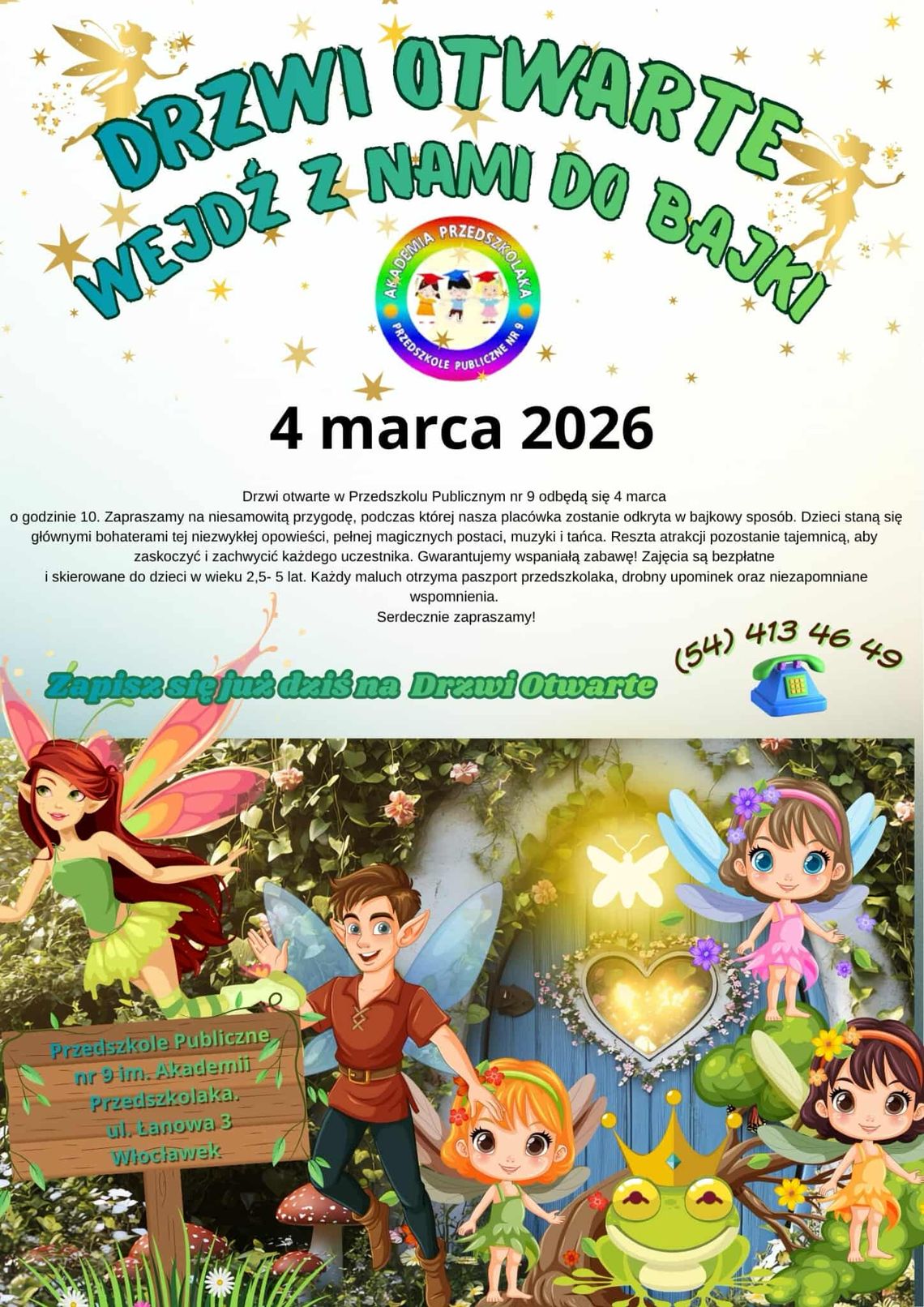 „Wejdź z nami do bajki” – Drzwi Otwarte w Przedszkolu Publicznym nr 9 we Włocławku
