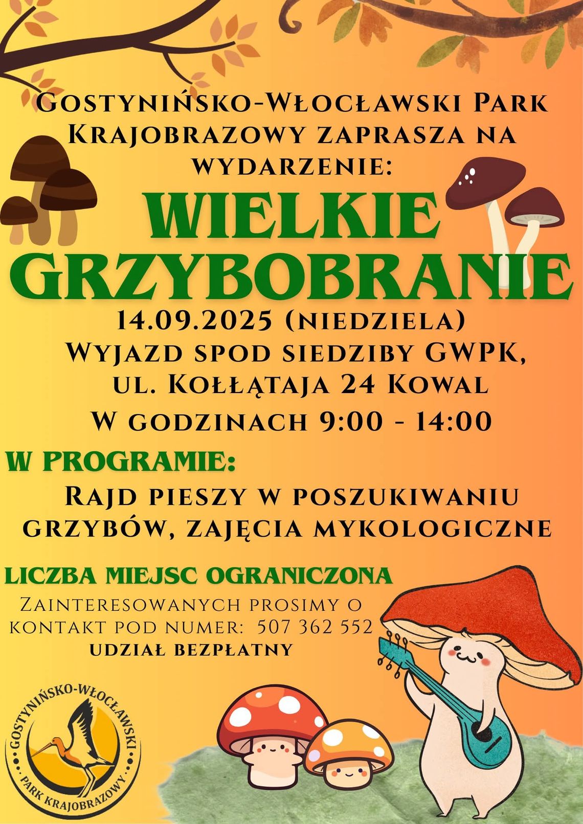 Wielkie Grzybobranie w Gostynińsko-Włocławskim Parku Krajobrazowym