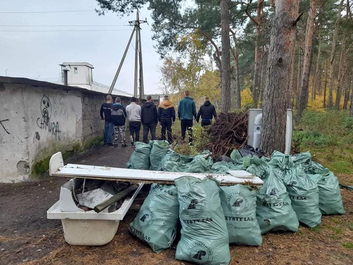 Więźniowie sprzątali las na osiedlu Michelin