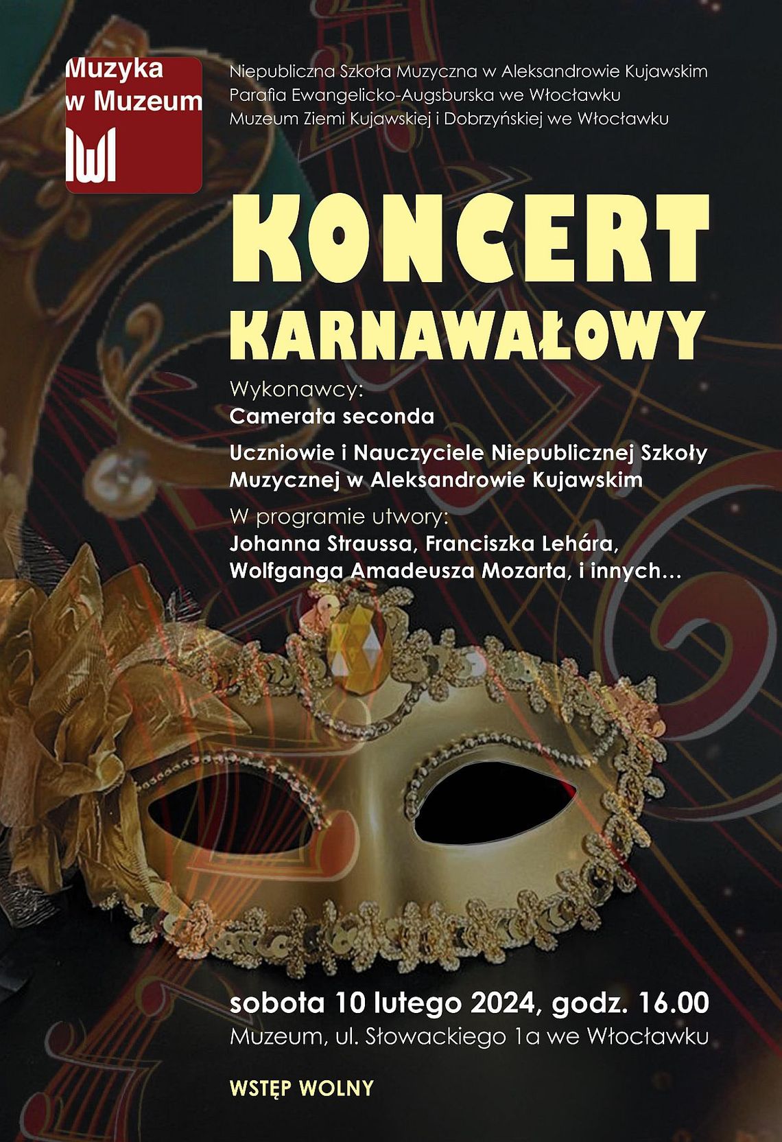 Włocławskie Muzeum zaprasza na karnawałowy koncert. Wstęp wolny