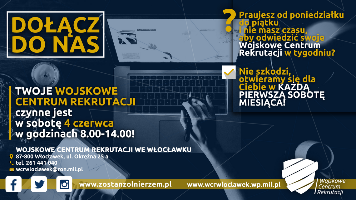 Wojskowe Centrum Rekrutacji we Włocławku zaprasza na „Rekrutacyjną sobotę” Wojskowe Centrum Rekrutacji we Włocławku zaprasza na „Rekrutacyjną sobotę”