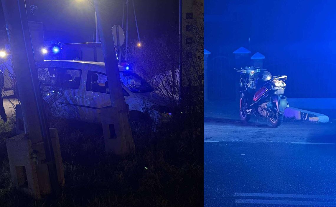 Wypadek na krajówce w stronę Kulina. Motorower rozbity, jedna osoba poszkodowana Wypadek na krajówce w stronę Kulina. Motorower rozbity, jedna osoba poszkodowana
