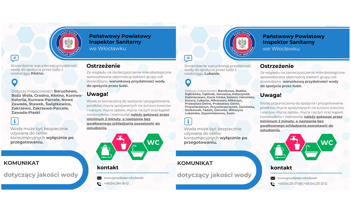 Bakterie coli w wodociągach Lubanie i Kłotno – ostrzeżenie dla mieszkańców kilkunastu miejscowości