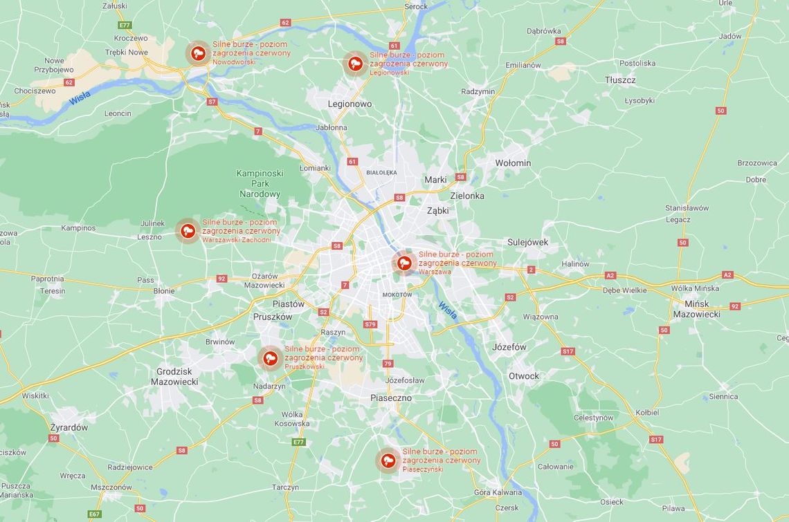 Z Map Google dowiemy się o burzach i alertach pogodowych