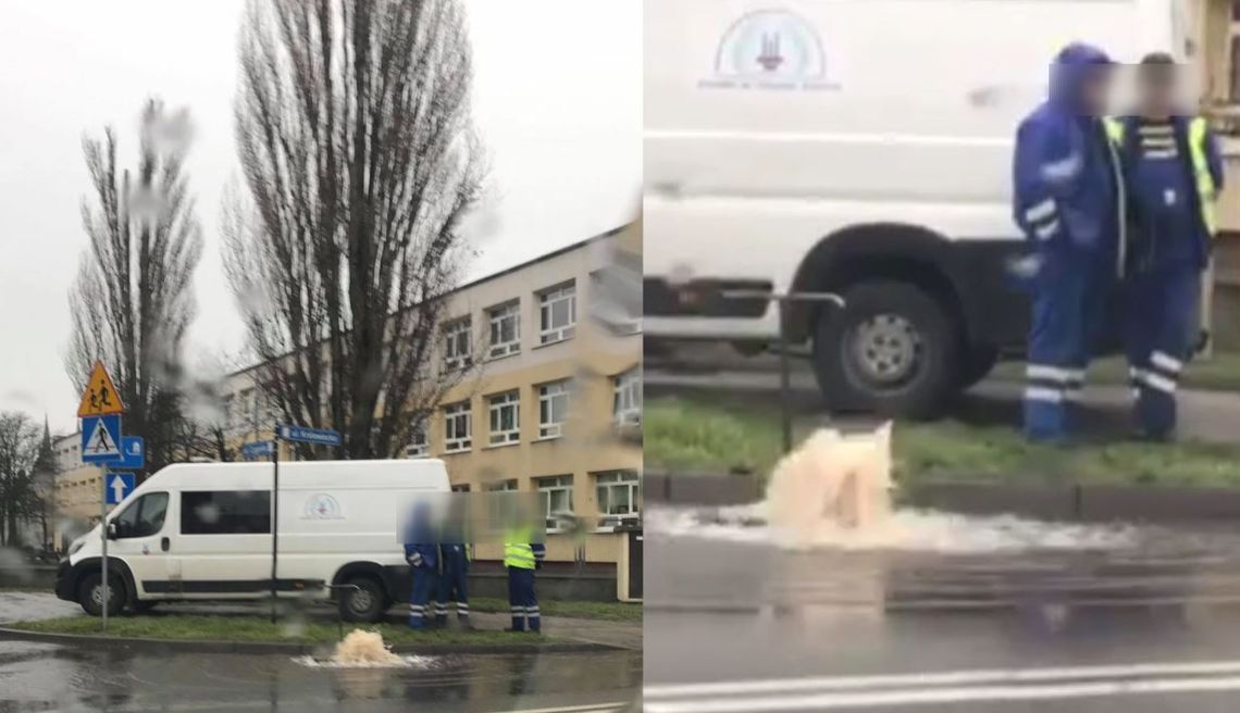 Zabiegi w Centrum Onkologii chwilowo wstrzymane. "Gejzer" na skrzyżowaniu ulic Królewieckiej i Cyganki