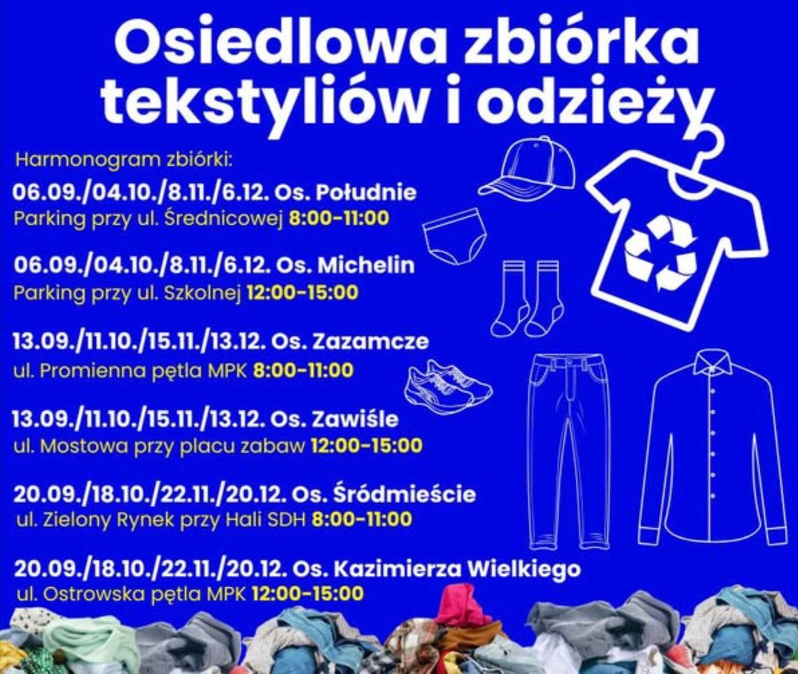Zbiórka niepotrzebnej odzieży na osiedlach. Harmonogram i zasady